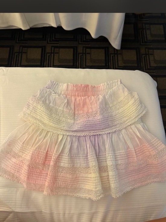 LoveShackFancy Dresses & Skirts - LoveShackFancy Pastel Ombre Tiered Lace Mini Skirt
